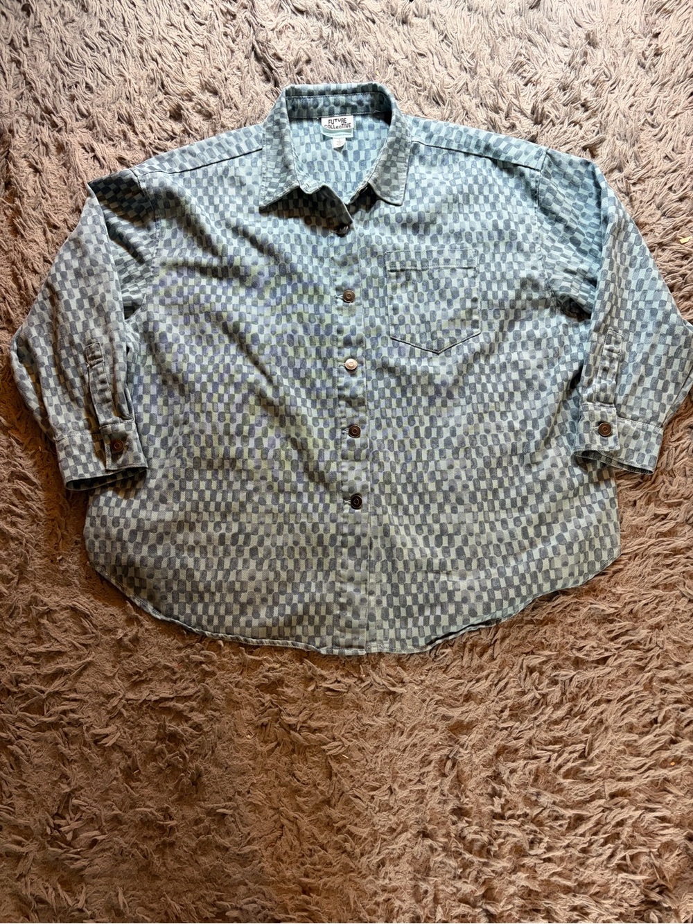 Future Collective x Gabriella Karefa-Johnson Checkered Button-Up shirt sz L